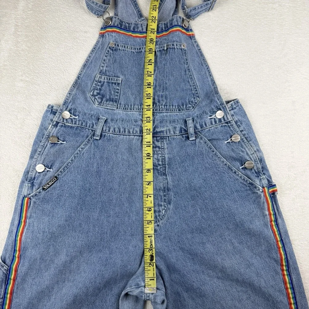 VTG 90's Retro Vasco Jeans‎ USA Women's Rainbow Carpenter Overalls Sz M PRIDE